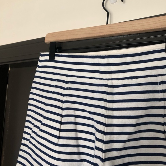 J. Crew Factory white and royal blue cobalt blue cotton/linen dress shorts - Picture 3 of 11